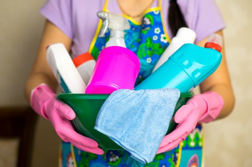 Professional post-construction cleaning in a newly finished home