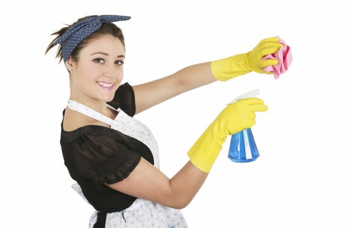 Spot cleaning a sofa stain with a cloth